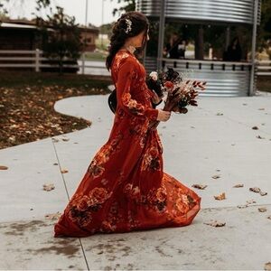 Baltic Born Rust Floral Maxi Dress - Small